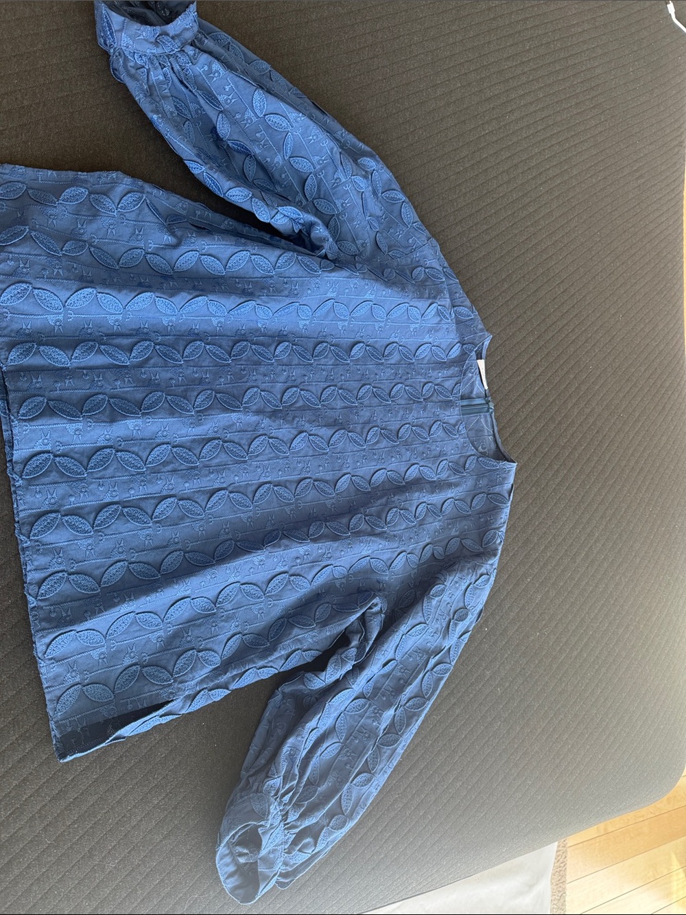 Akris Punto Blue Eyelet Long-Sleeve Blouse